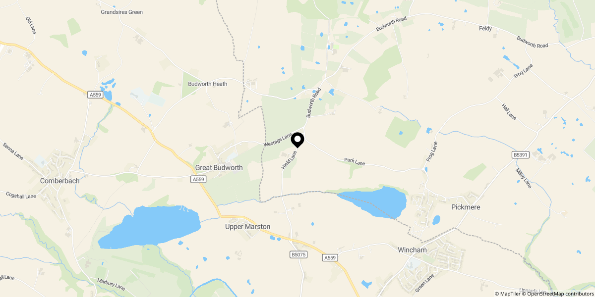Approximate location of Large period cottage on the edge of Great Budworth