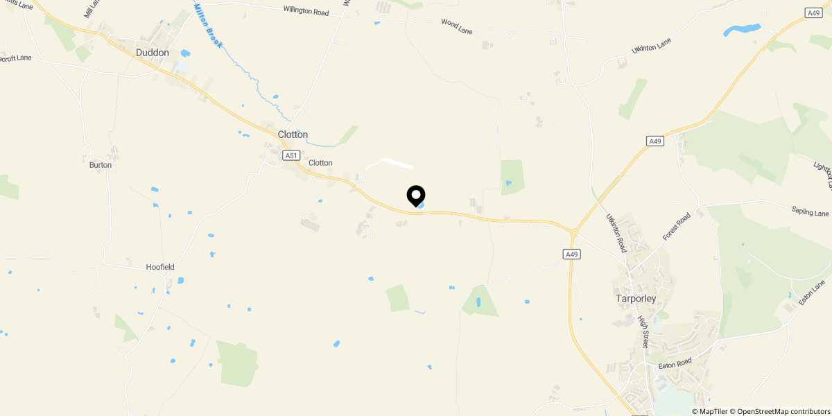 Approximate location of Rode Street, Tarporley