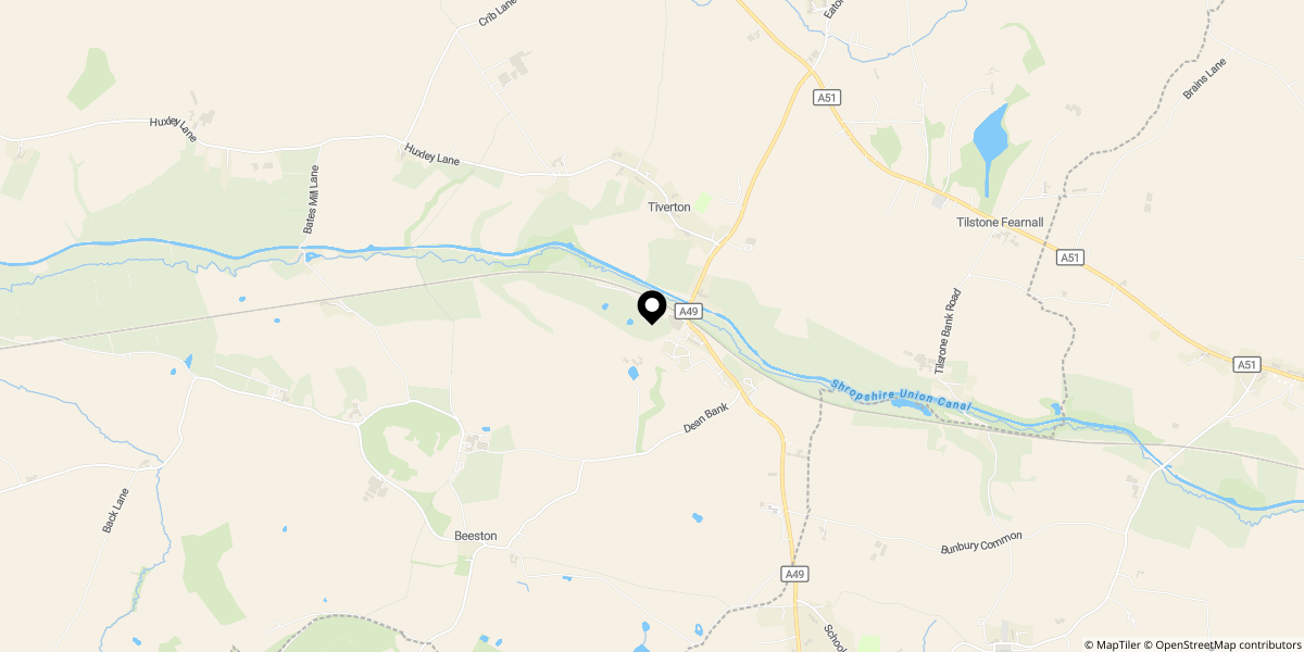 Approximate location of Stylish detached home between Tarporley & Bunbury