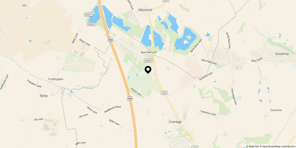Approximate location of Individual Cranage home with large private garden