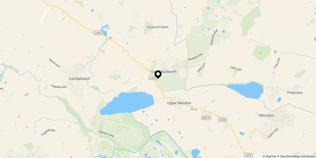 Approximate location of Detached cottage with annexe in Great Budworth