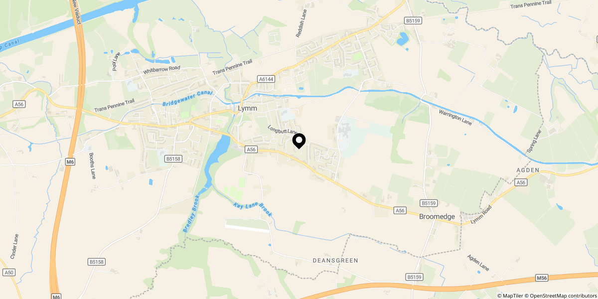 Approximate location of Higher Lane, Lymm With Open Views