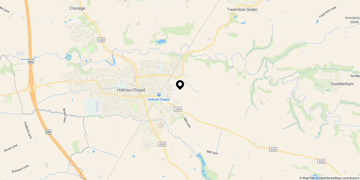 Approximate location of Bayley House, Manor Lane, Holmes Chapel