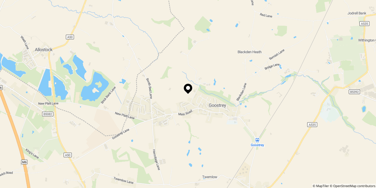 Approximate location of Mill Lane, Goostrey