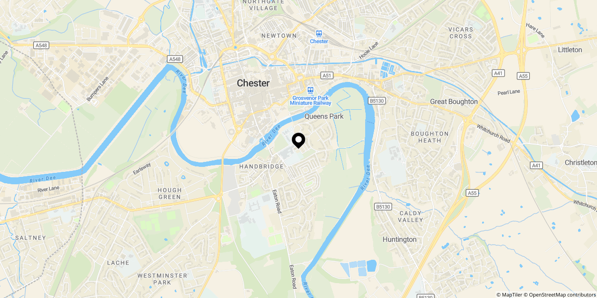 Approximate location of Meadows Place, Handbridge, Chester
