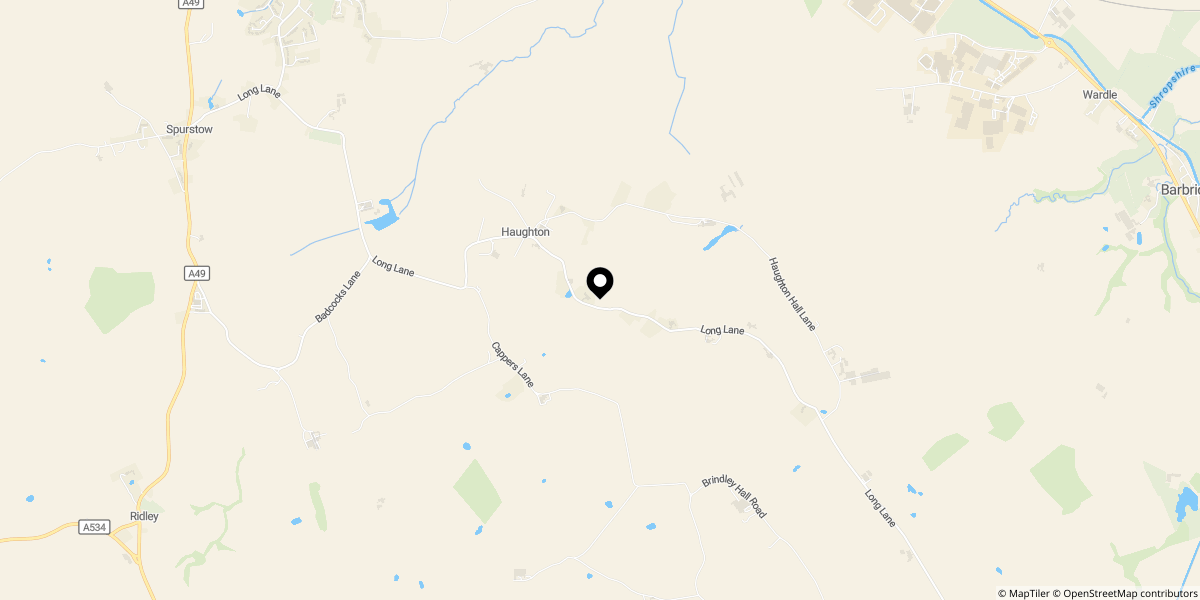 Approximate location of Oak Farm, Haughton