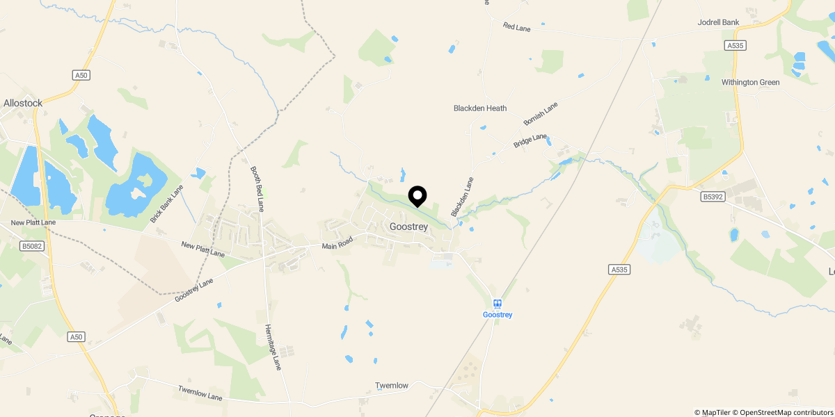 Approximate location of Brooklands Drive, Goostrey