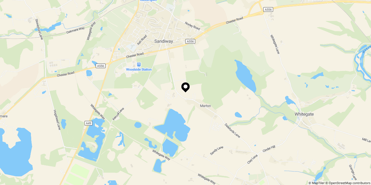 Approximate location of Dalefords Lane, Whitegate
